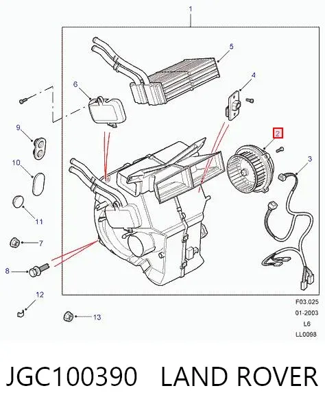 Motor de ventilador de forno (de aquecedor de salão) Land Rover Freelander I