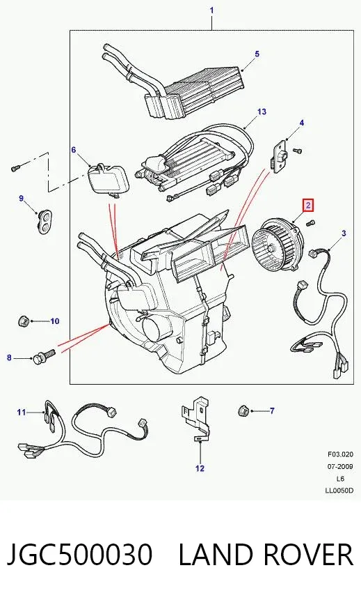 Motor de ventilador de forno (de aquecedor de salão) JGC500030 Land Rover