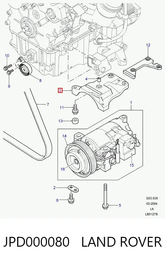 Consola do compressor de aparelho de ar condicionado JPD000080 Land Rover