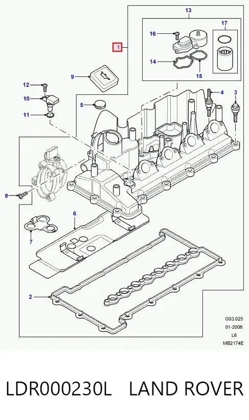 Tampa de válvulas LDR000230L Land Rover