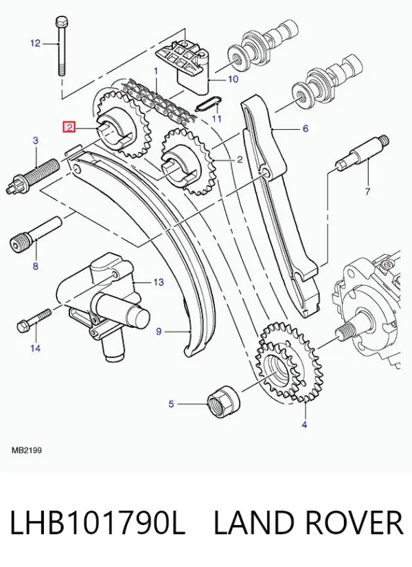Engrenagem de cadeia da roda dentada da árvore distribuidora de motor LHB101790L Land Rover