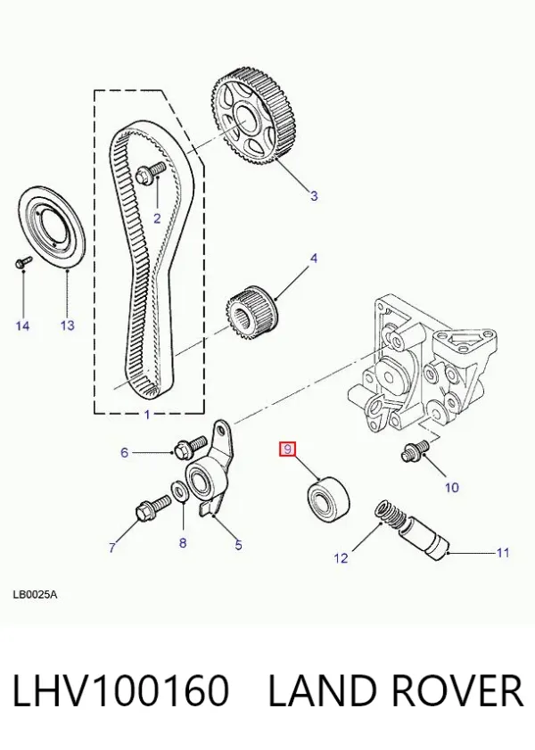 Rolo parasita da correia do mecanismo de distribuição de gás LHV100160 Land Rover