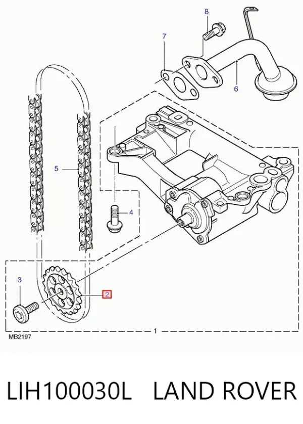 Roda dentada de acionamento de bomba de óleo LIH100030L Land Rover