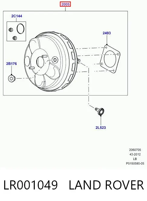 Reforçador dos freios a vácuo LR001049 Land Rover