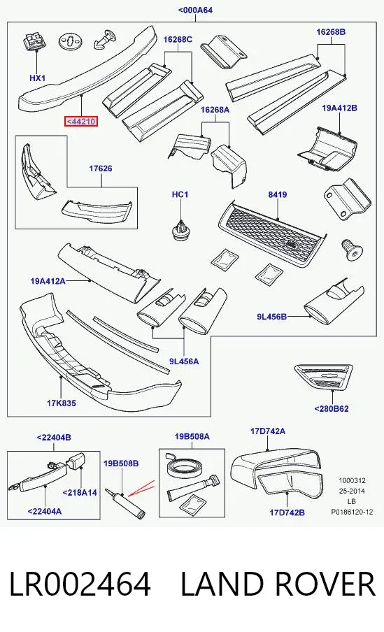 Spoiler de tampa de porta-malas LR002464 Land Rover