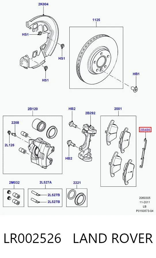 Fechadura de mola de suporte LR002526 Land Rover