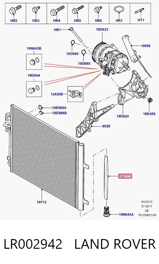 Tanque de recepção do secador de aparelho de ar condicionado LR002942 Land Rover