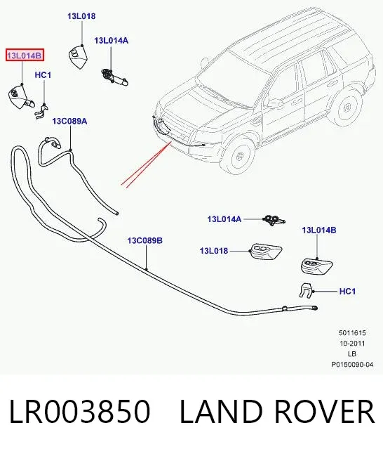 Injetor de fluido para lavador da luz dianteira direita LR003850 Land Rover