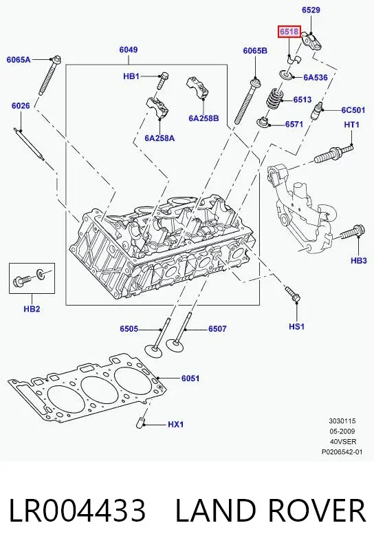 Peça inserida de válvula LR004433 Land Rover