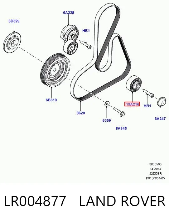 Rolo parasita da correia de transmissão LR004877 Land Rover