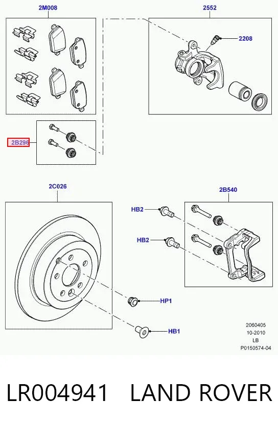Kit de reparação de suporte do freio traseiro LR004941 Land Rover