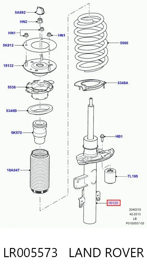 Amortecedor traseiro esquerdo LR005573 Land Rover