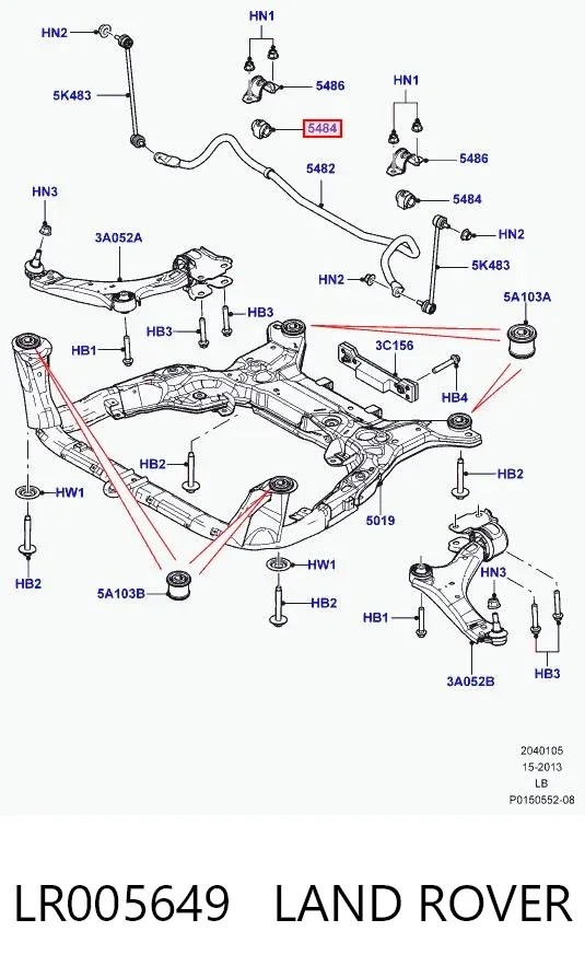 Bucha de estabilizador dianteiro LR005649 Land Rover