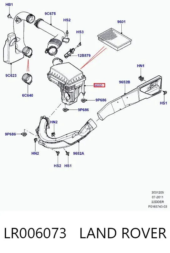 Caixa de filtro de ar LR006073 Land Rover
