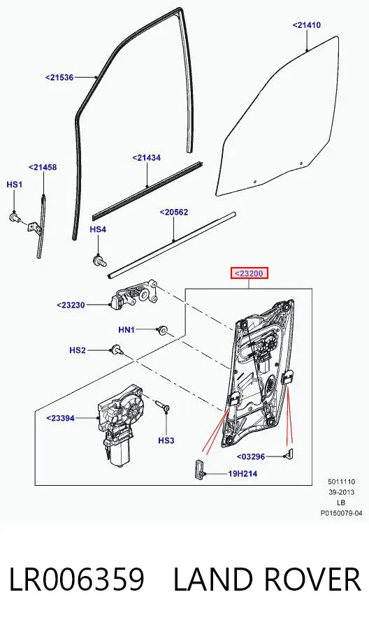 Mecanismo de acionamento de vidro da porta dianteira esquerda Land Rover Freelander II