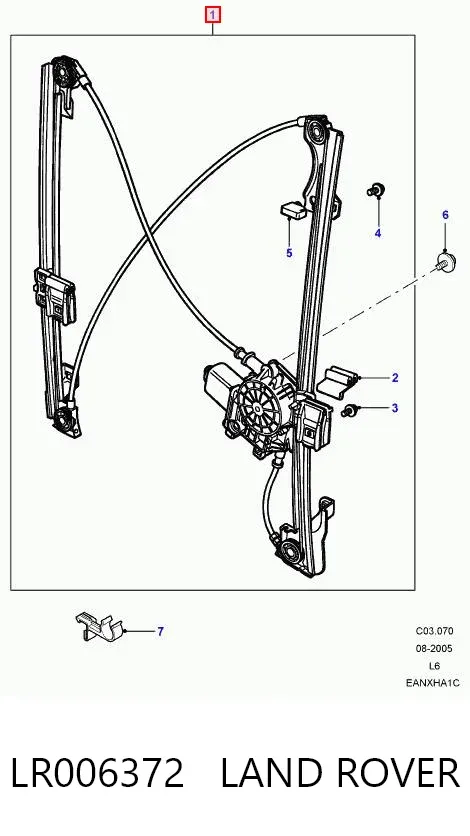 Mecanismo de acionamento de vidro da porta dianteira esquerda LR006372 Land Rover