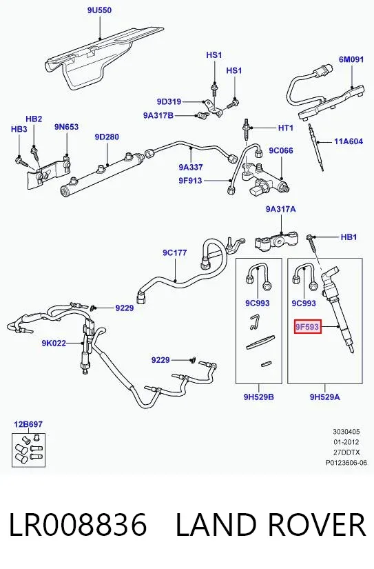 Injetor de injeção de combustível LR008836 Land Rover