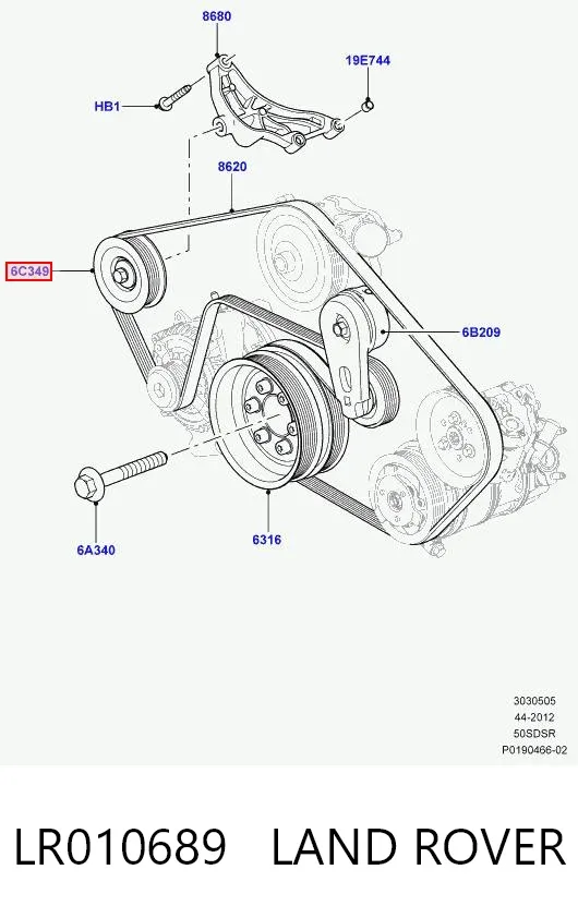 Rolo parasita da correia de transmissão C2D49055 Jaguar