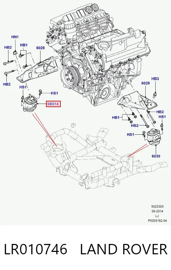 Coxim (suporte) direito de motor LR010746 Land Rover
