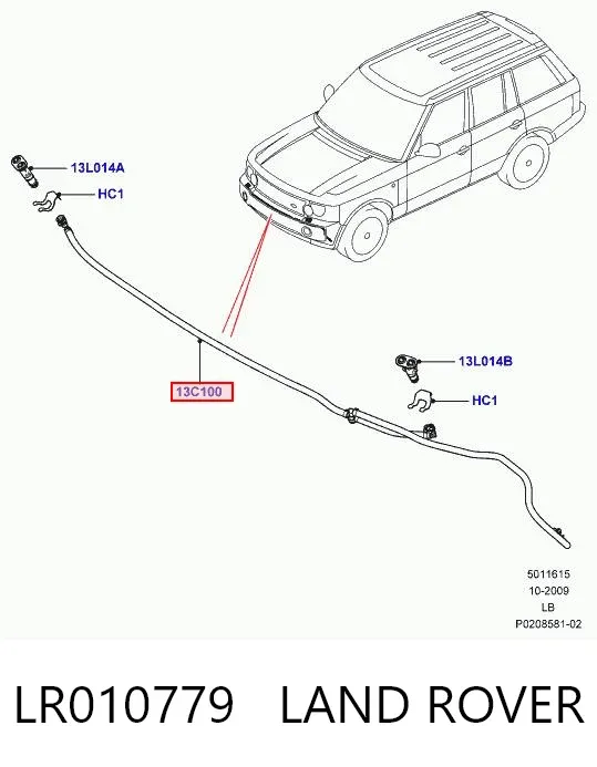 Mangueira de fluido para lavador das luzes LR010779 Land Rover
