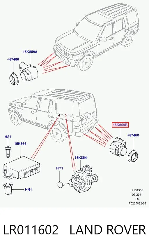 Sensor traseiro de sinalização de estacionamento (sensor de estacionamento) LR011602 Land Rover