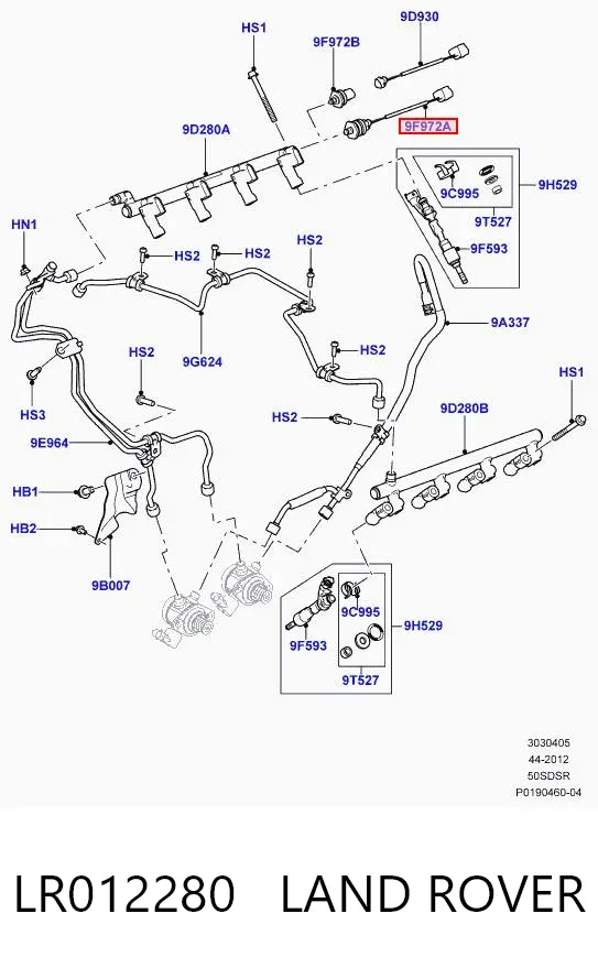 Sensor de pressão de combustível LR012280 Land Rover
