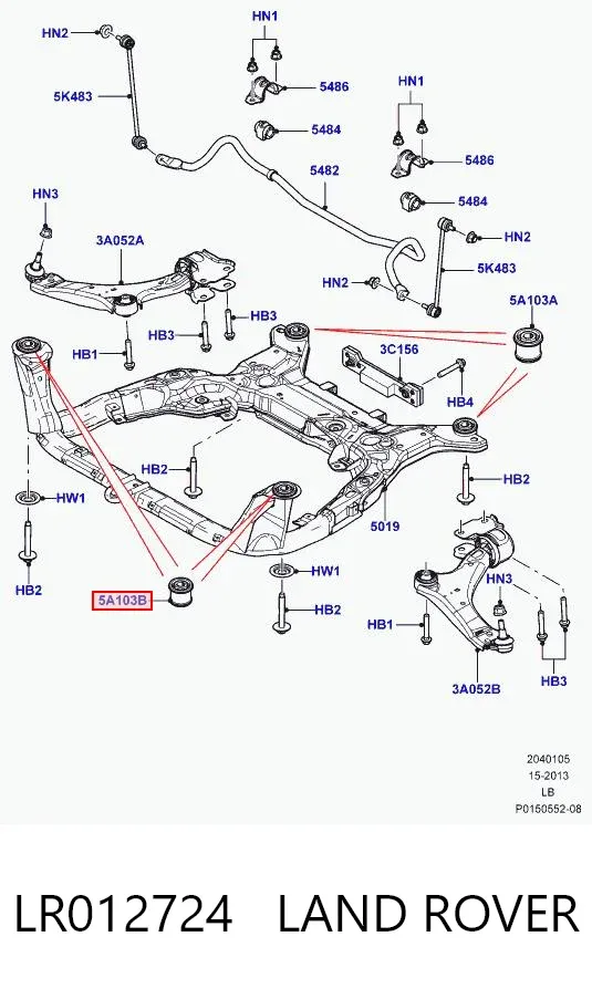 Bloco silencioso (coxim) de viga dianteira (de plataforma veicular) LR012724 Land Rover