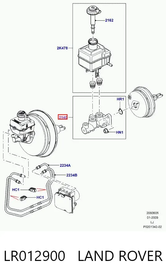 Cilindro mestre do freio LR012900 Land Rover