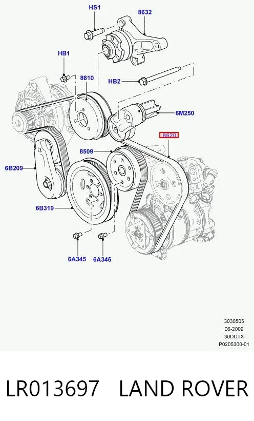 Correia dos conjuntos de transmissão LR013697 Land Rover