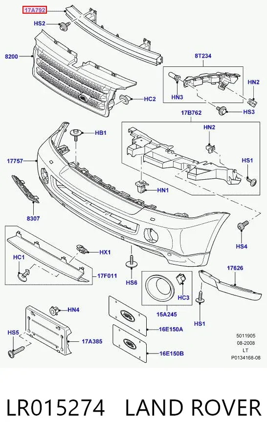 Reforçador do pára-choque dianteiro LR015274 Land Rover