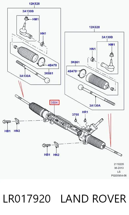 Cremalheira da direção LR017920 Land Rover