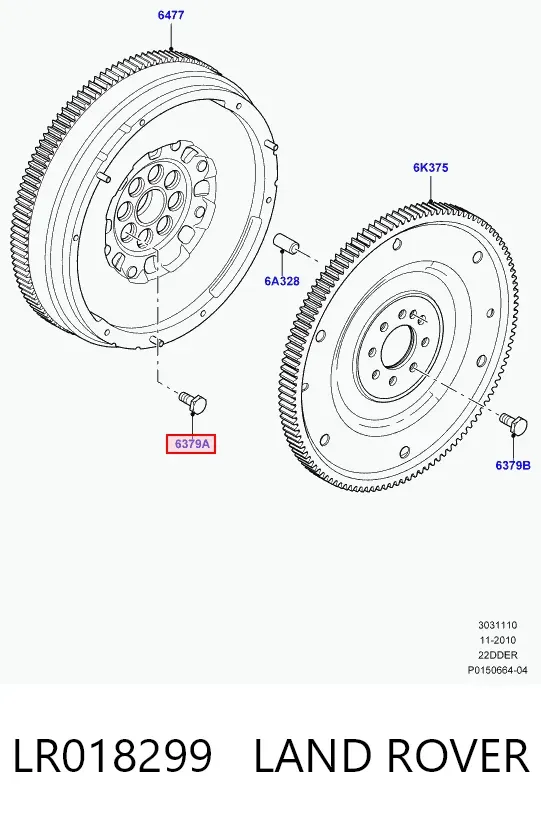 Parafuso de fixação de volante LR018299 Land Rover