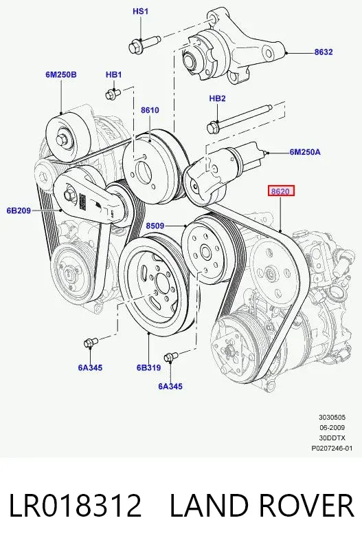 Correia dos conjuntos de transmissão LR018312 Land Rover