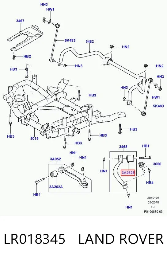 Bloco silencioso dianteiro do braço oscilante superior LR018345 Land Rover