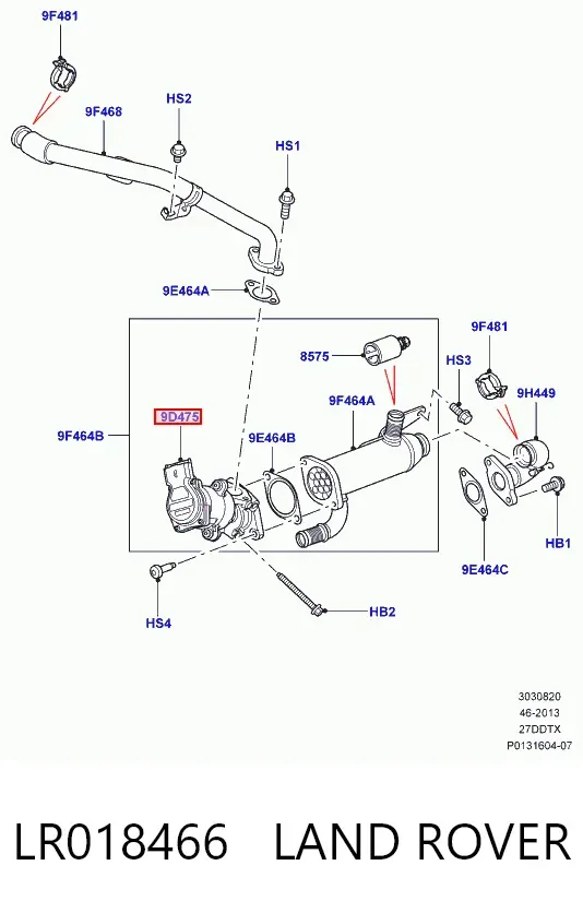 Válvula EGR de recirculação dos gases LR018466 Land Rover