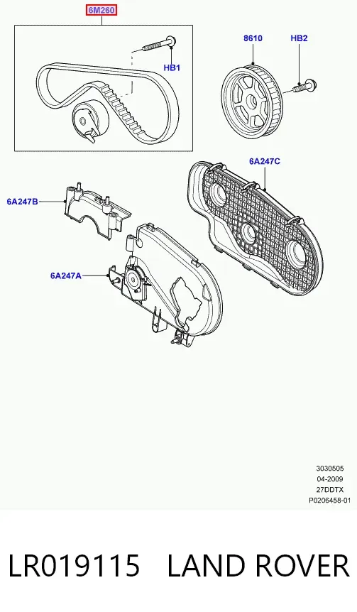 Correia do mecanismo de distribuição de gás, kit LR019115 Land Rover