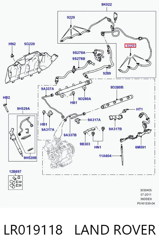 Vedante anular de tubo de combustível LR019118 Land Rover