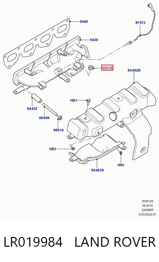 Porca de tubo coletor de escape LR019984 Land Rover