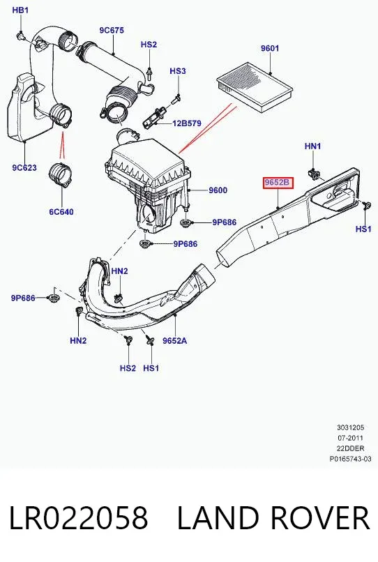 Tomada de ar de filtro de ar Land Rover Freelander II