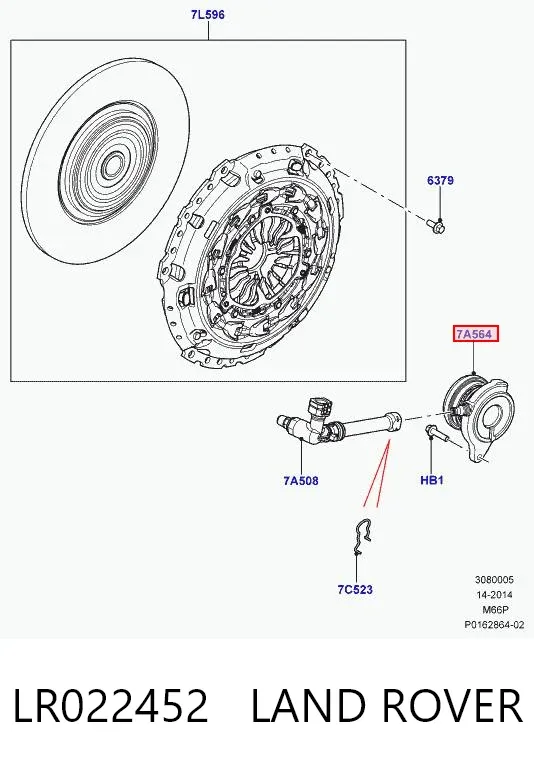 Cilindro de trabalho de embraiagem montado com rolamento de desengate LR022452 Land Rover