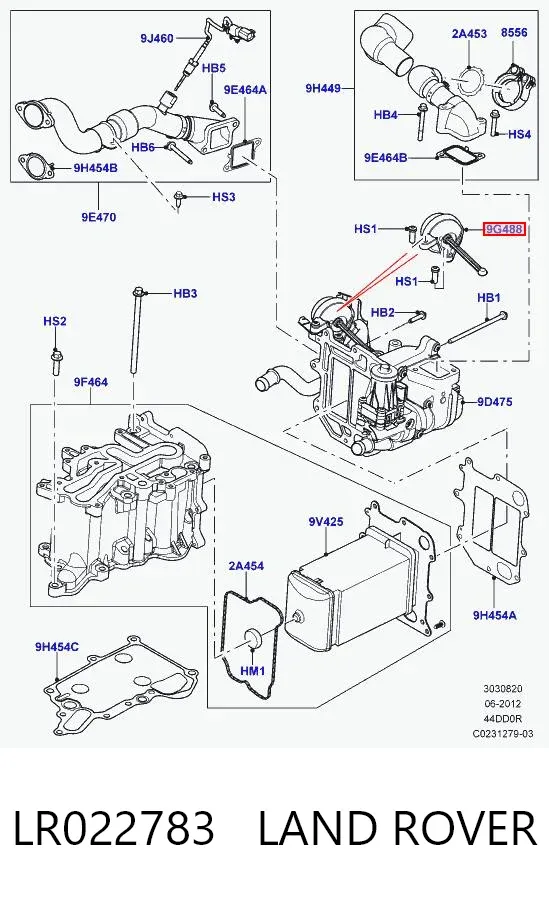 Válvula (atuador) de acionamento de comporta EGR LR022783 Land Rover