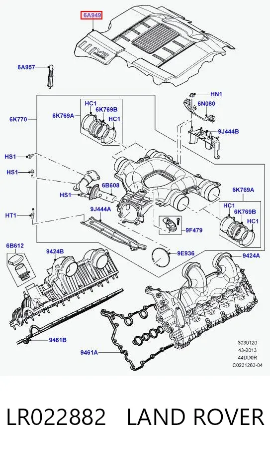 Tampa de motor decorativa LR022882 Land Rover