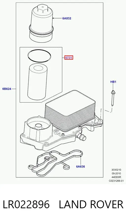 Filtro de óleo LR022896 Land Rover