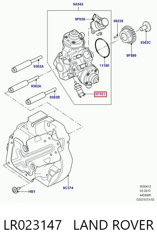Sensor de temperatura de combustível LR023147 Land Rover