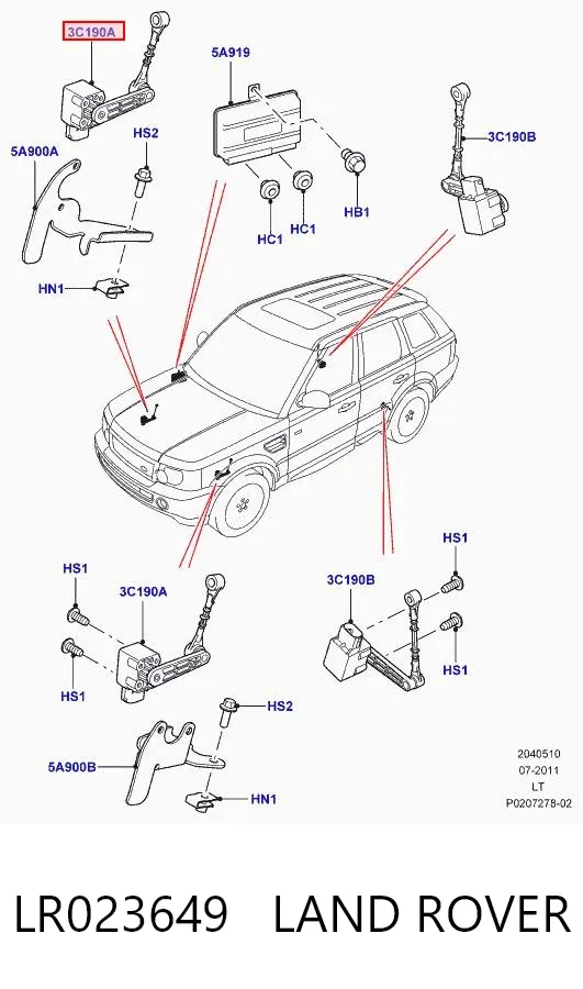 Sensor dianteiro do nível de posição de carroçaria LR023649 Land Rover