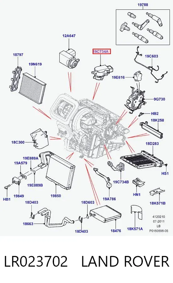 Sensor de temperatura de ar no salão LR023702 Land Rover