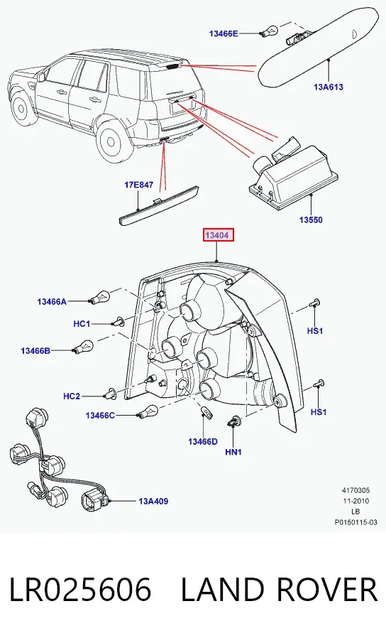 Lanterna traseira direita LR025606 Land Rover