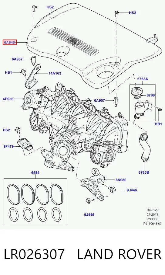 Tampa de motor decorativa LR026307 Land Rover