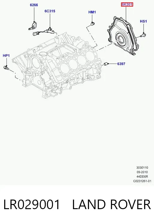 Vedação traseira de cambota de motor LR029001 Land Rover