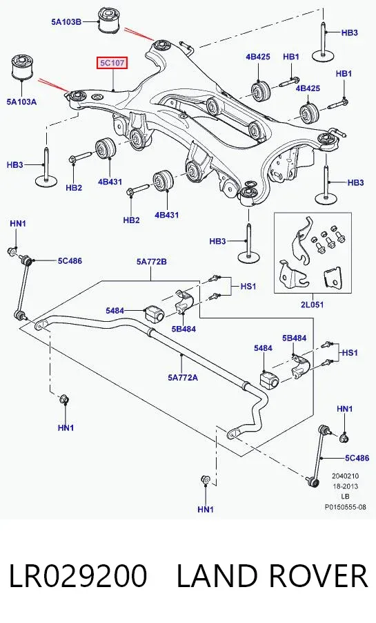 Viga de suspensão traseira (plataforma veicular) LR029200 Land Rover